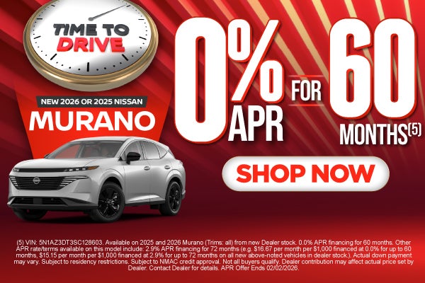 2025 or 2026 Nissan Murano 0%/60 months (5) 