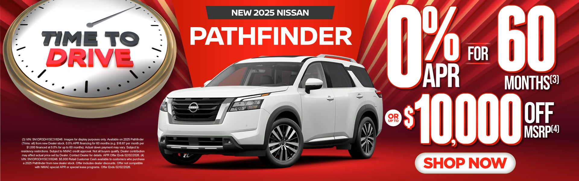 2025 Nissan Pathfinder "0%/60 months (3) OR up to $10,000 o