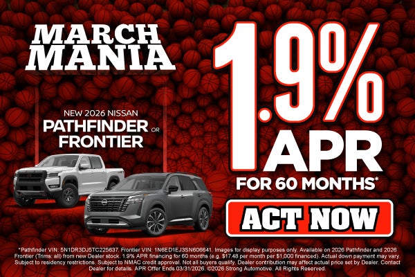 2026 Nissan Pathfinder / 2026 Nissan Frontier	1.9% APR for 6