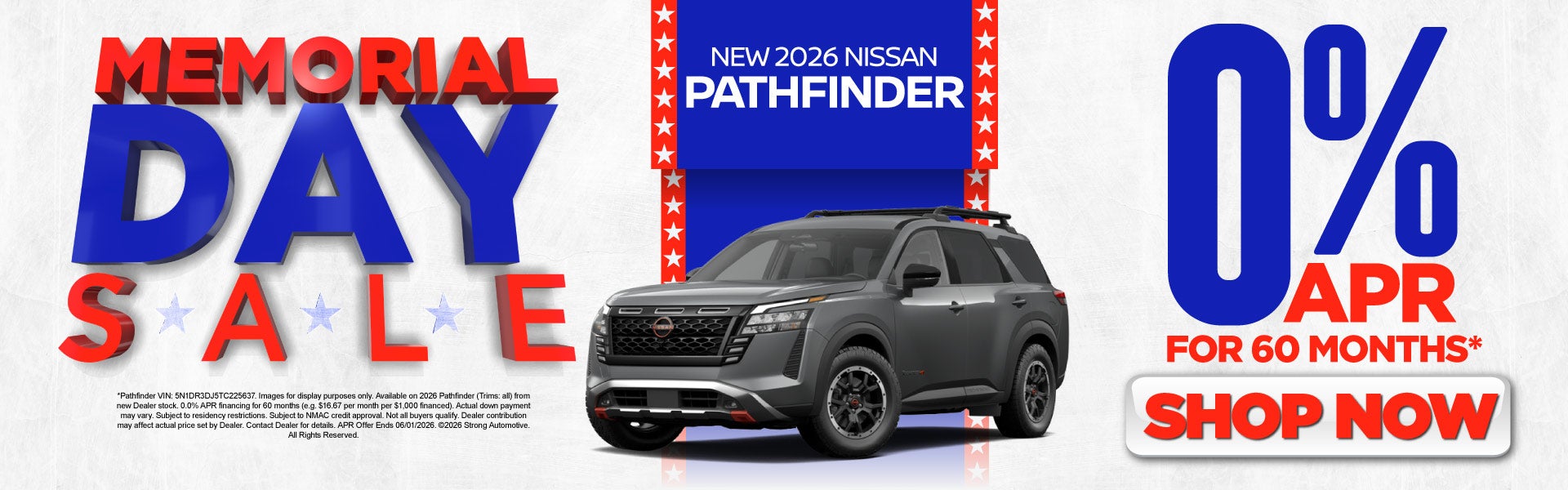 2026 Nissan Pathfinder	0% APR for 60 months*