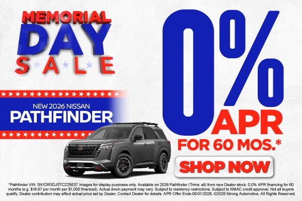 2026 Nissan Pathfinder	0% APR for 60 months*