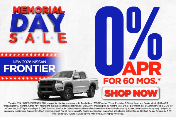 2026 Nissan Frontier	0% APR for 60 months*