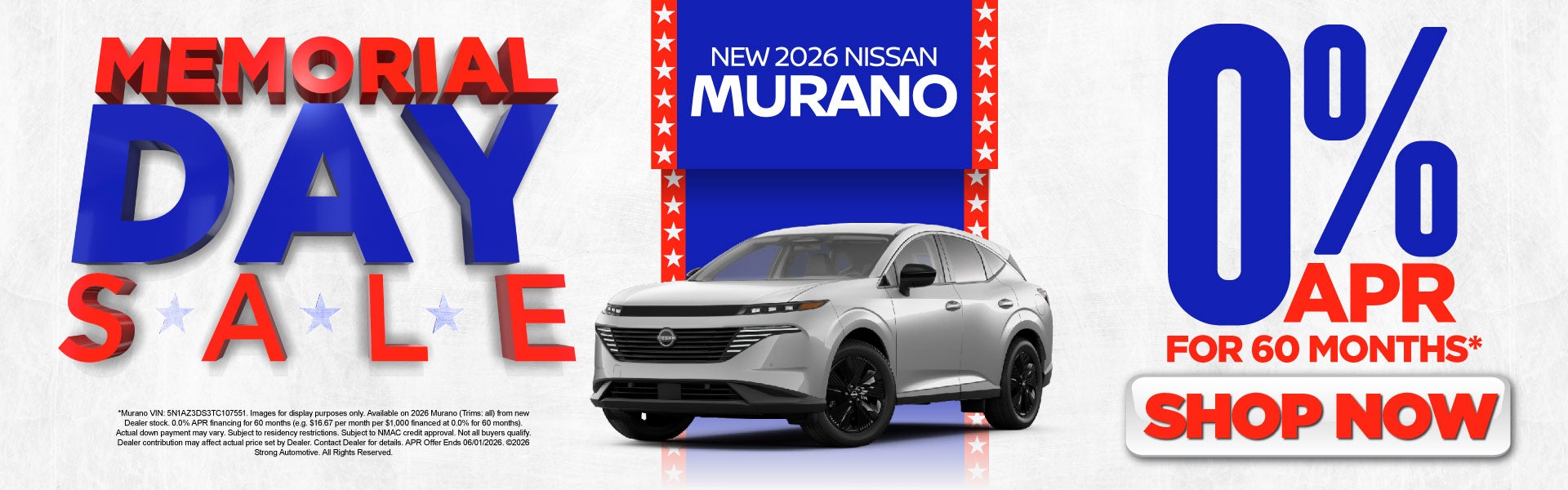 2026 Nissan Murano	0% APR for 60 months*
