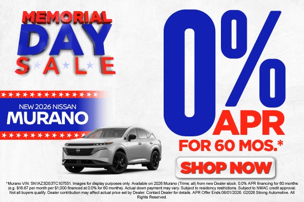 2026 Nissan Murano	0% APR for 60 months*