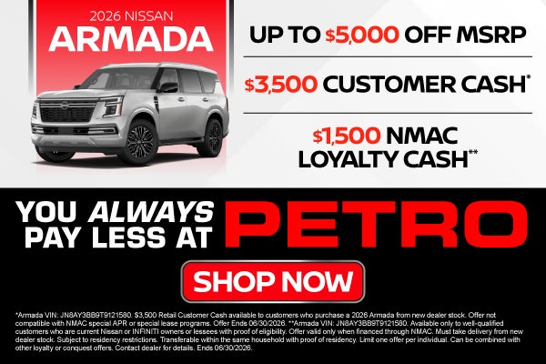 2026 Nissan Armada	"Up to $5,000 Off MSRP $3,500 Customer Ca