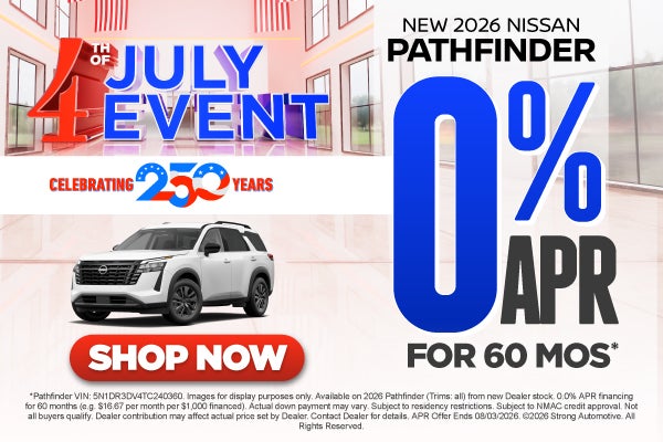 2026 Nissan Pathfinder 0% APR for 60 months*
