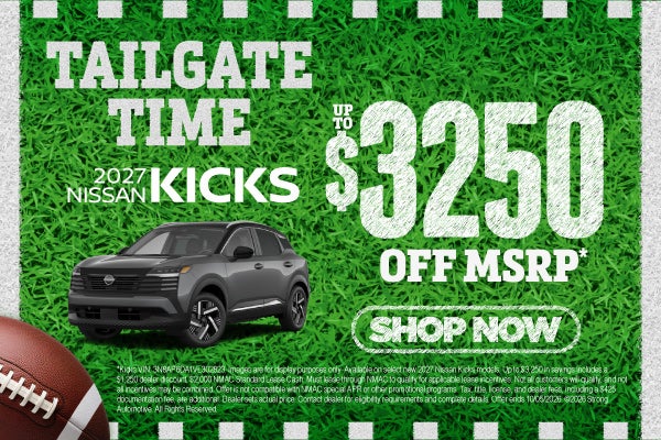 2027 Nissan Kicks	Up to $3,250 off MSRP*